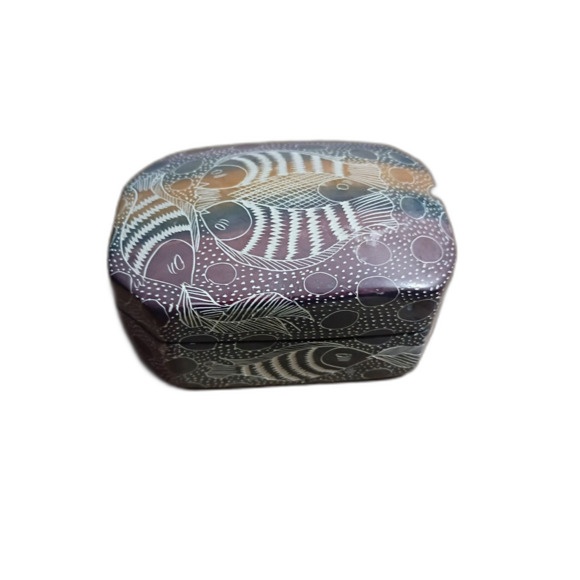 Fish African Carved Soapstone Trinket Box - Picture 3 of 9